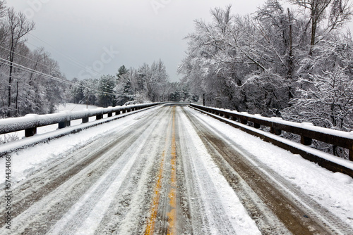 Bridge in Winter Snow Scene