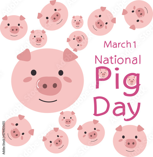 Fototapeta Naklejka Na Ścianę i Meble -  national pig day is celebrated every year on 1 March.