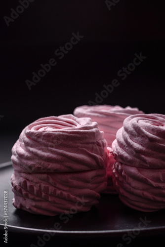 Wallpaper Mural Delicious fresh natural airy marshmallows on a black ceramic plate Torontodigital.ca