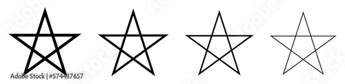 Black pentagram symbols. Vector illustration
