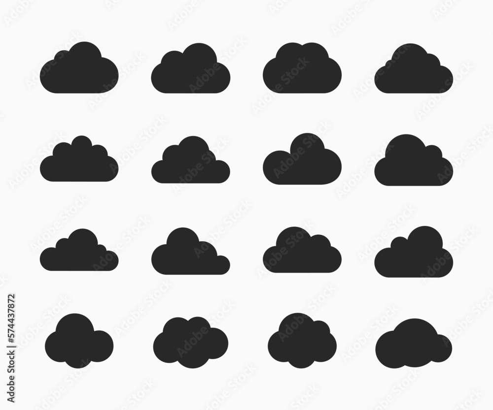 Cloud icon set. Cloud vector collection. Silhouettes cloud sign symbol Cloud icon set. Cloud vector collection. Silhouettes cloud sign symbol