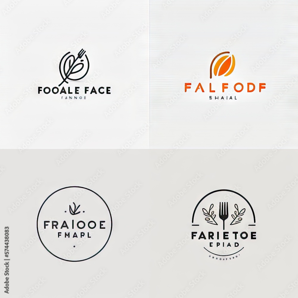 Fototapeta premium set of food restaurant icons logo, simple minimal flat illustration, generative ai