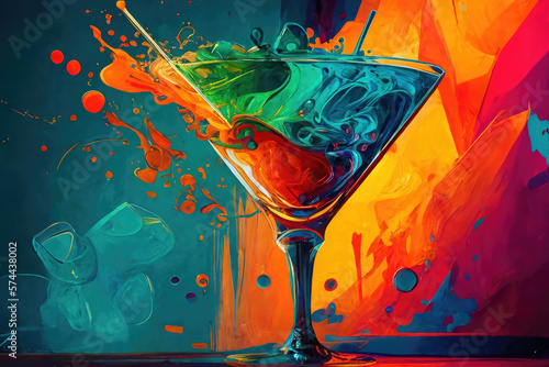 Painting of a cocktail with splash - ai generative photo