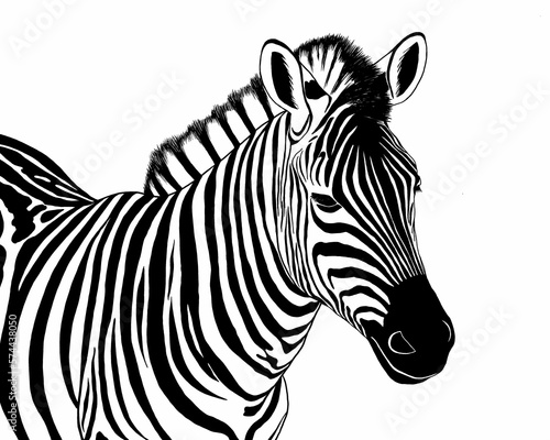 Black and white illustration of zebra