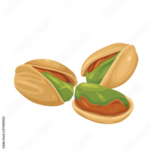 Vector product walnut pistachio icon. Pistachio nuts in the shell and with leaves. Illustration of food pistachio in flat minimalism style.Vector eps 10. perfect for design elements