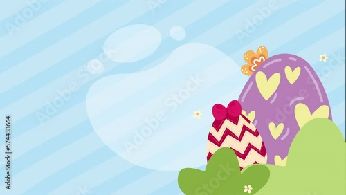 spring eggs painted in bush animation