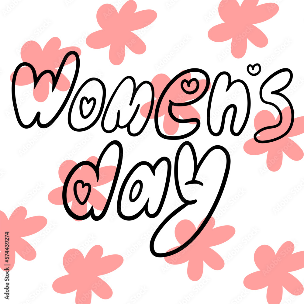 inscription for congratulations on women's day in doodle style. vector letters for decoration. 