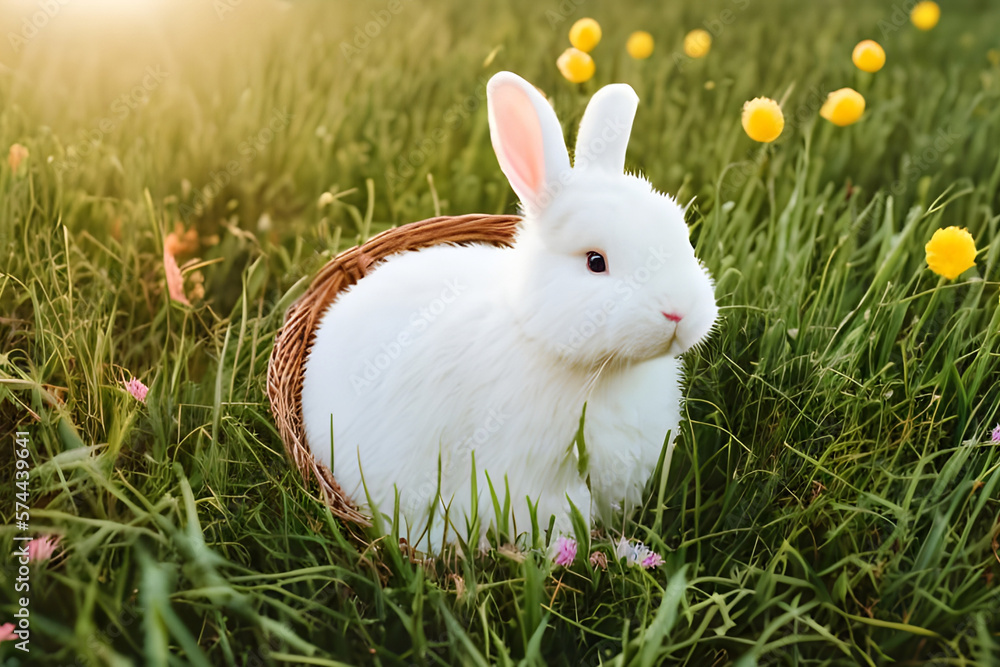 A cute rabbit,cute bunny, wildlife animal .Generative AI A cute rabbit,cute bunny, wildlife animal .Generative AI