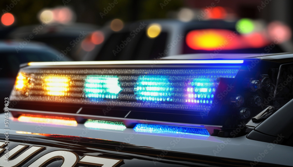 Police light bars. Ai Generated police car signals. Police beacons on the car. ilustración de