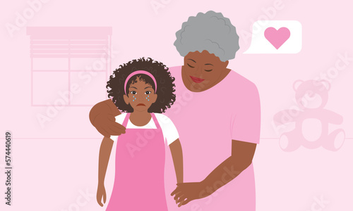 positive discipline concept - grandmother  co-regulating granddaughter's emotions