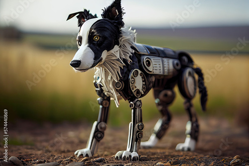 Fantasy cyborg Border Collie robot dog from the future 