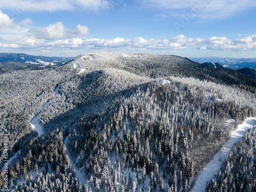 Aerial view of Rhodope Mountains around village of Stoykite, Bulgaria photo