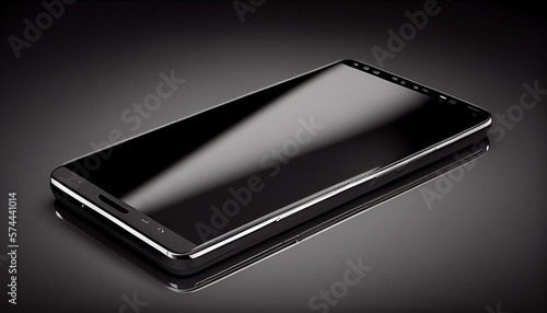 A detailed illustration of a sleek smartphone with a large display and minimalist design AI Generated photo