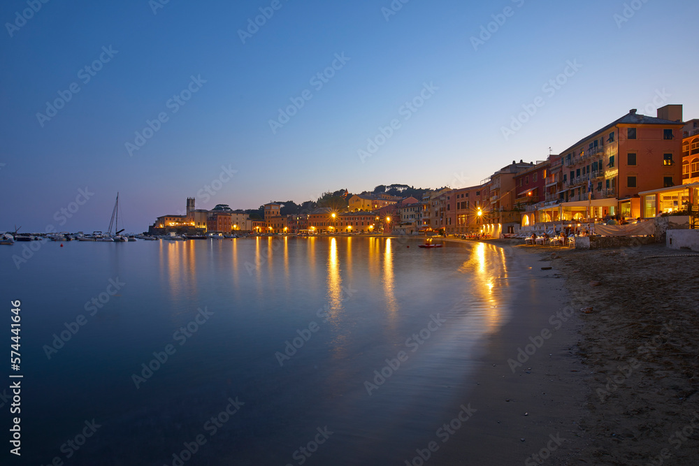 Silent bay at dusk, Sestri Levante, Italy