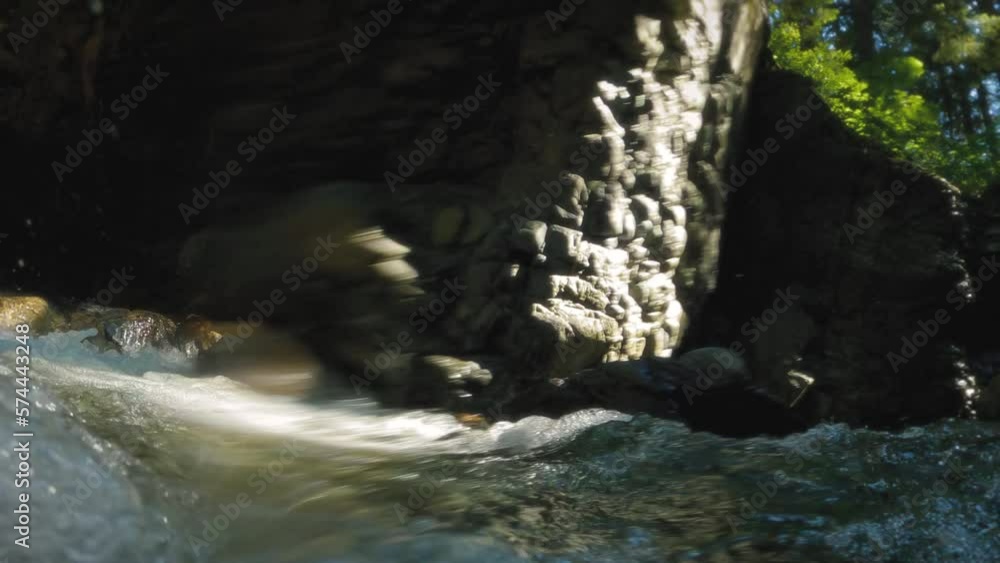 Unique Canyon Hiking POV with Camera in River Water Unique Canyon Hiking POV with Camera in River Water