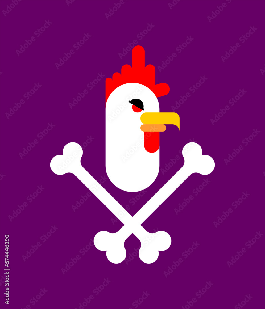 Skull rooster sign. Skeleton rooster icon. Vector illustration Skull rooster sign. Skeleton rooster icon. Vector illustration