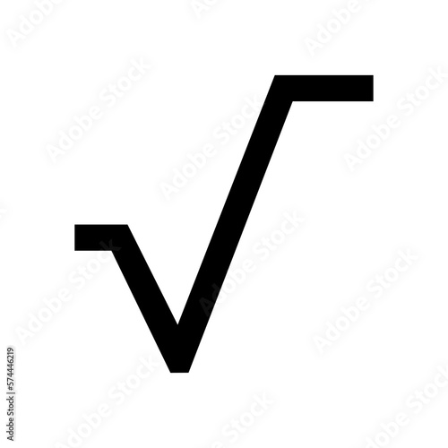 Monochrome vector graphic of a square root sign. This could be used in the teaching of maths at primary or secondary level