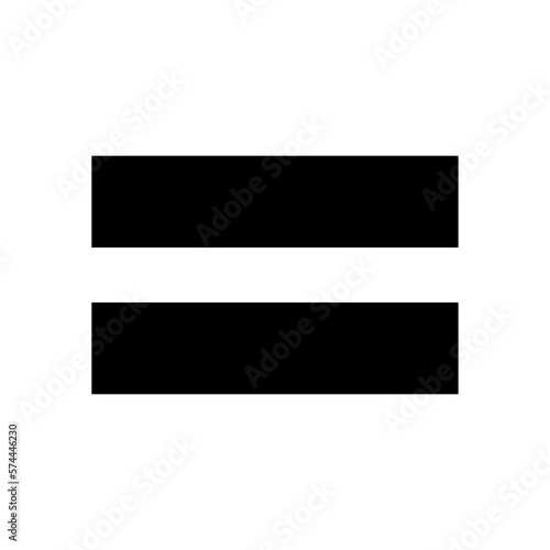 Monochrome vector graphic of an equals sign. This could be used in the teaching of maths at primary or secondary level