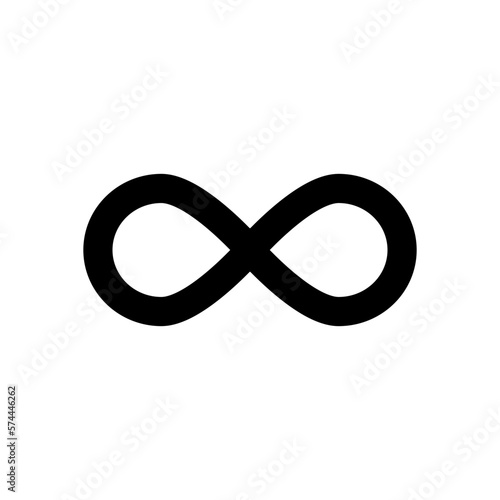 Monochrome vector graphic of an infinity sign. This could be used in the teaching of maths at primary or secondary level