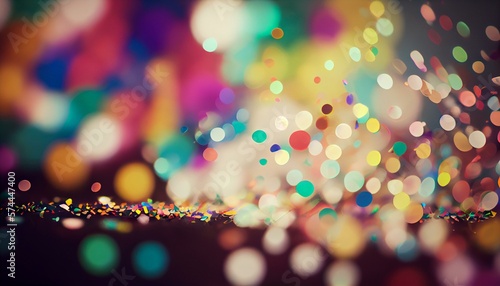 A delightful bokeh background of colorful confetti with a white background AI Generated