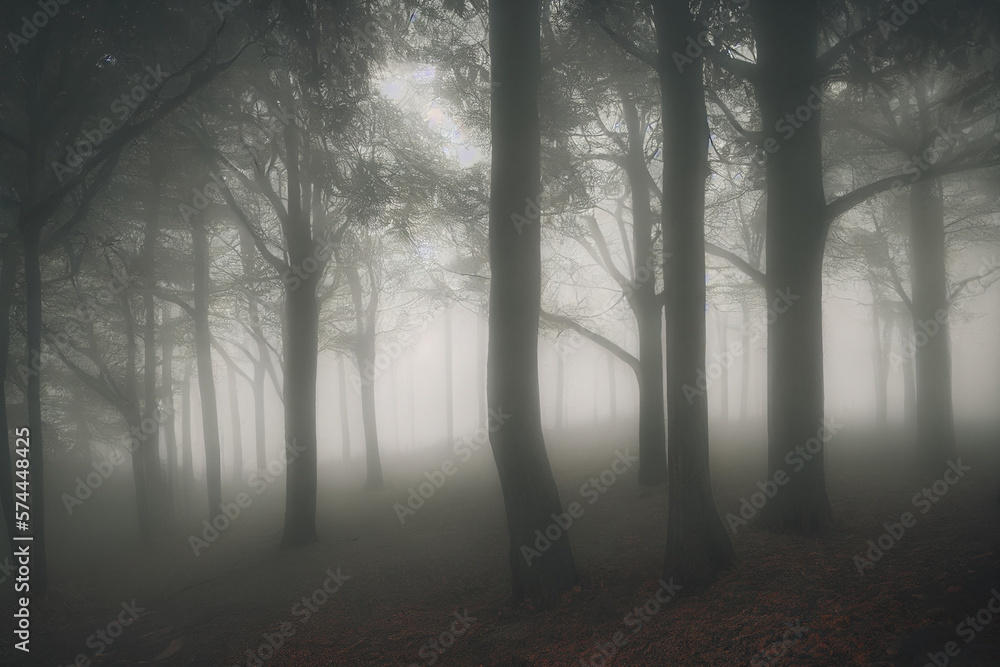 Obraz premium Trees In Forest with mist