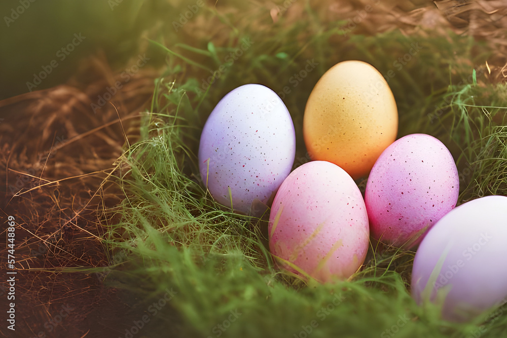 Easter eggs , colorful eggs background ,the symbol of Easter .Generative AI Easter eggs , colorful eggs background ,the symbol of Easter .Generative AI