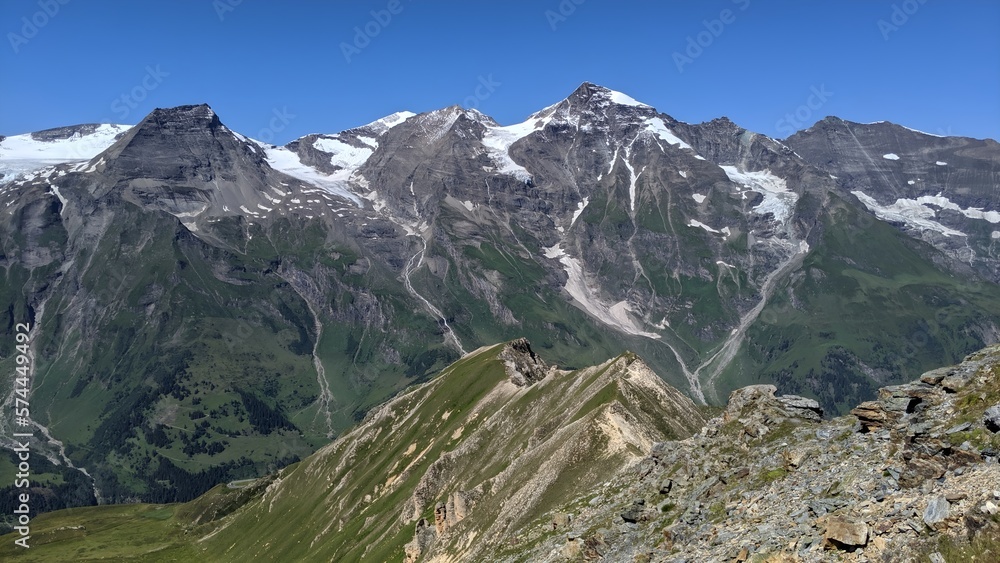 Breathtaking mountain peaks of the Austrian Alps. Grossglockner High Alpine road.