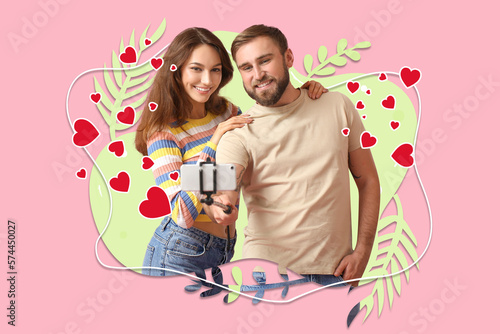 Young couple taking selfie ...