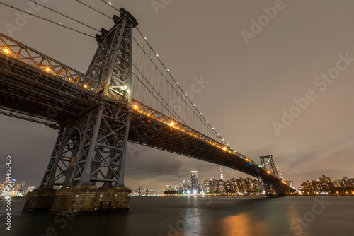 View of the Brooklyn, Manhattan and Williamsburg Bridge at night. Long Exposure Photo Shoot. © Mindaugas Dulinskas
