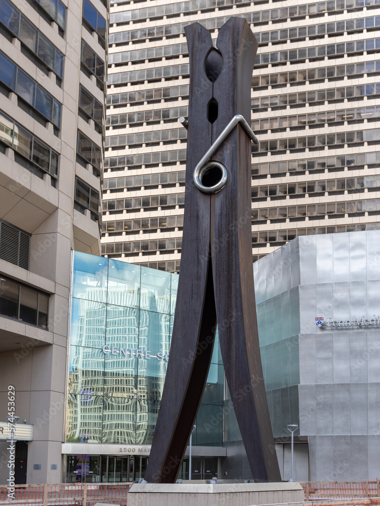 Clothespin Sculpture. Clothespin is a weathering steel sculpture by