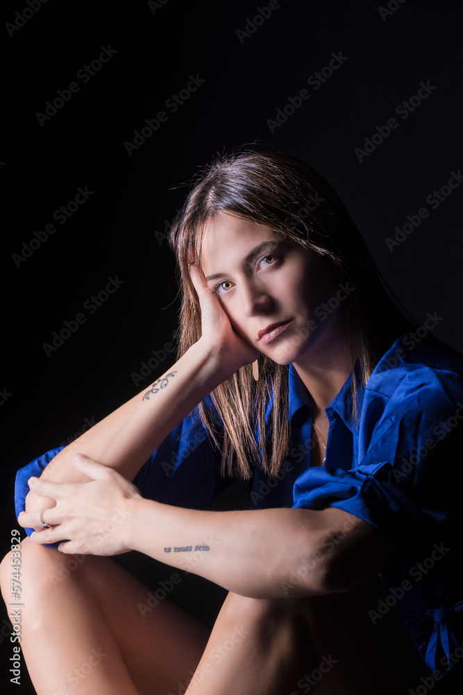 beautiful young woman in a blue dress beautiful young woman in a blue dress