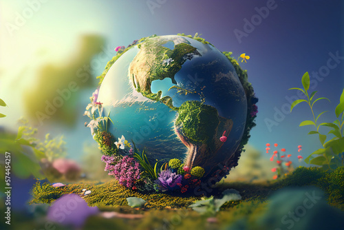 World environment and earth day concept with globe and eco friendly environment  Generative AI