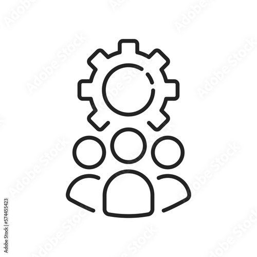 project manage with thin line people and gear