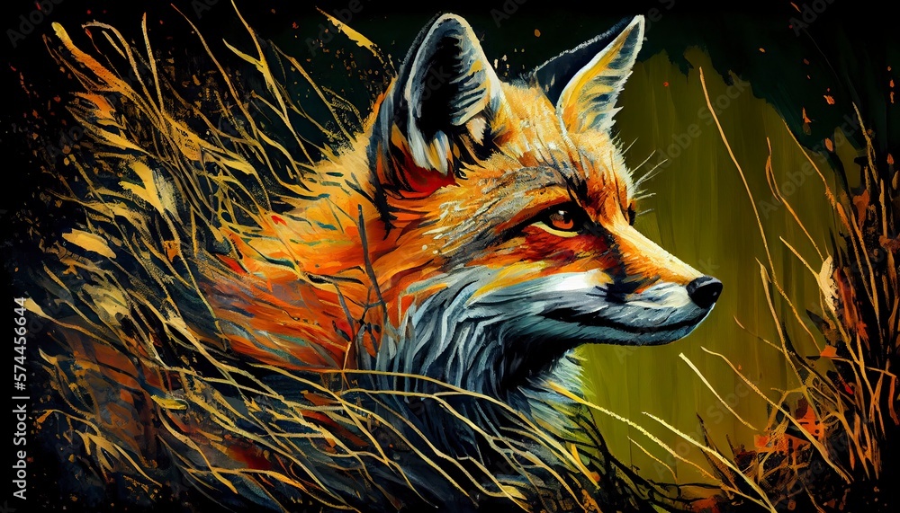 A portrait of a wild fox, Generative AI