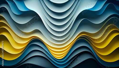 Blue and yellow abstract background with waves created with generative AI technology (ID: 574459073)