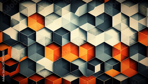 Orange, grey, and white abstract background with cubes created with generative AI technology (ID: 574459093)