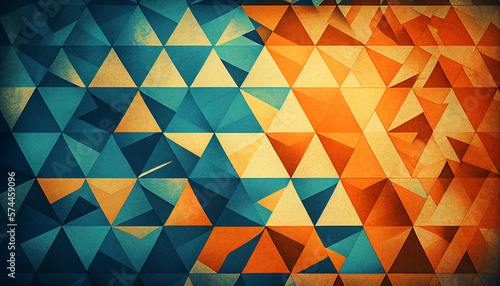 Blue and orange abstract geometric background with triangles created with generative AI technology (ID: 574459096)