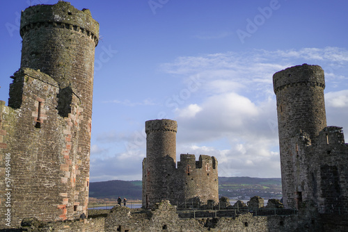 A medieval castle in a blue sky