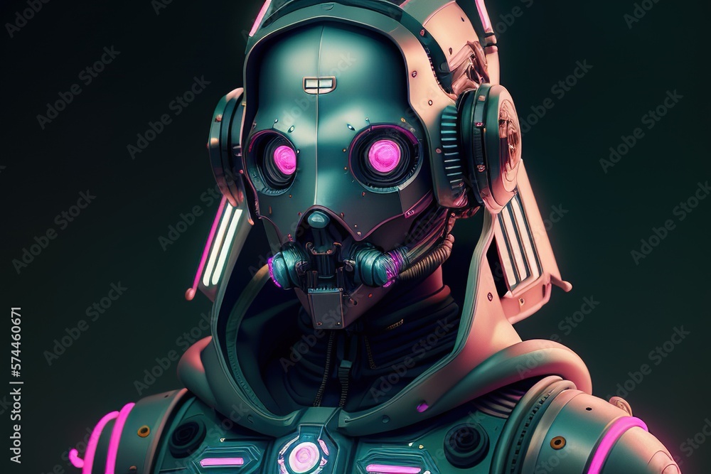 Gothic Medieval Cyberpunk Robot. Generative AI. Gothic Medieval Cyberpunk Robot. Generative AI.