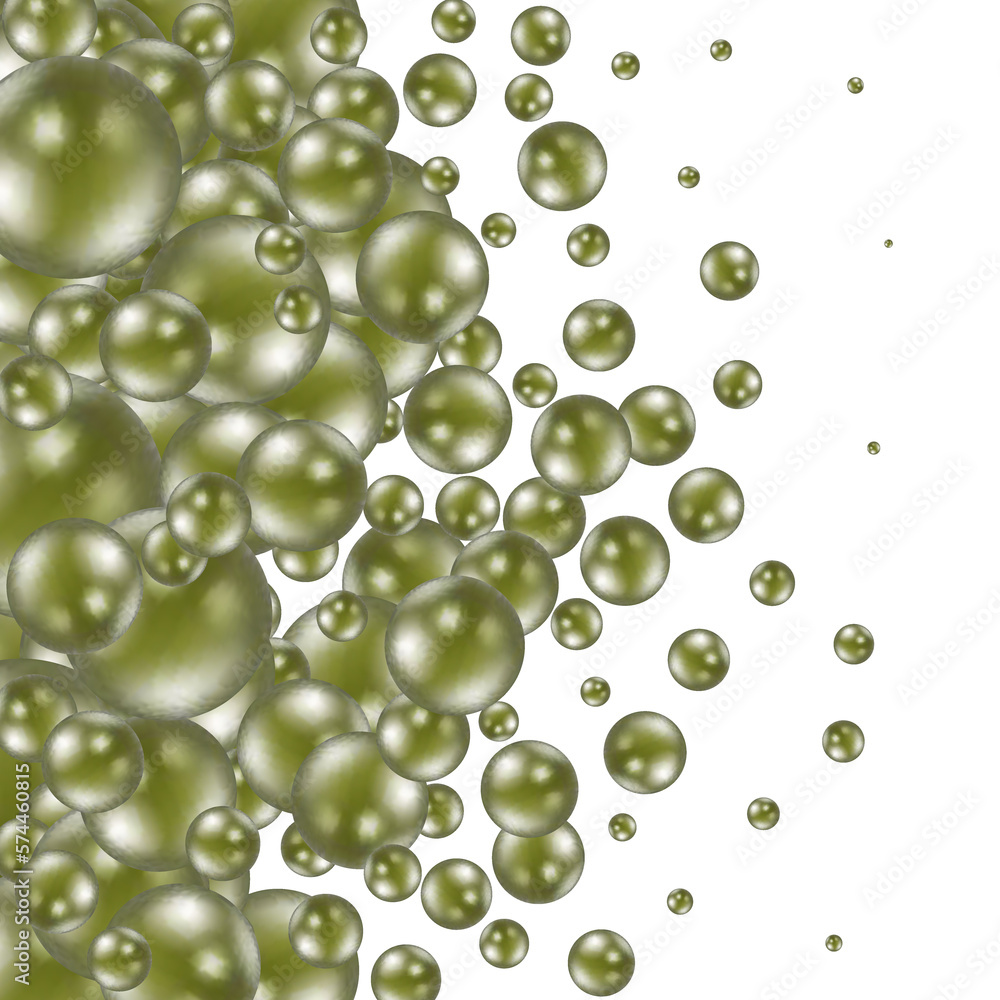 Elegant template with pearl pattern. Vector design for banners, cards, wedding invitation. Green balls. EPS 10