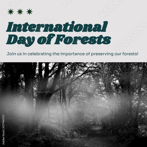 Composition of international day of forest text and trees