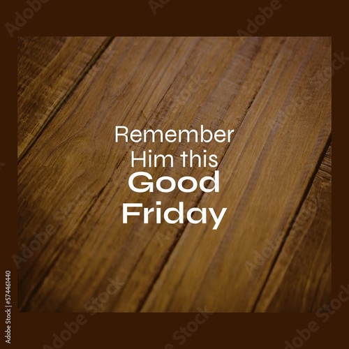 Composition of good friday text and copy space on brown background