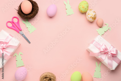Frame made of Easter eggs, ...