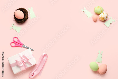 Frame made of Easter eggs, ...