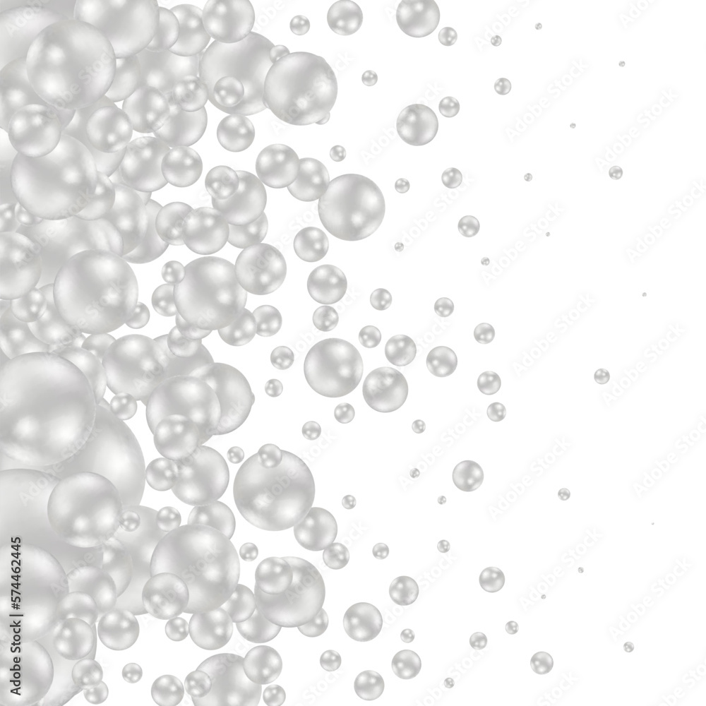 Silver glossy balls with shadow. Pearls. Abstract graphic background. eps 10