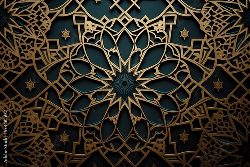 Arabic mosaic background, Arabic pattern wallpaper, Generative AI