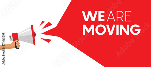 we are moving sign on white background 10 eps.
