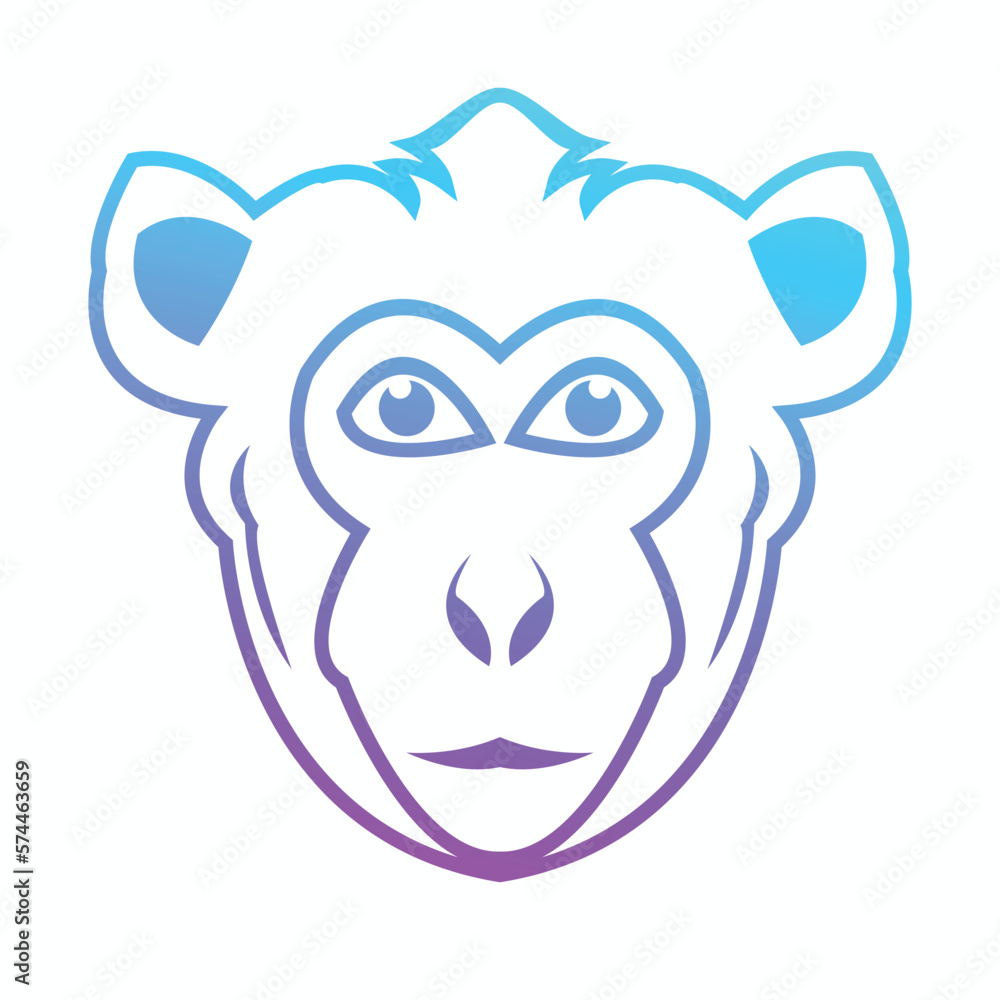 Naklejka premium Colorful monkey animal monoline logo business
