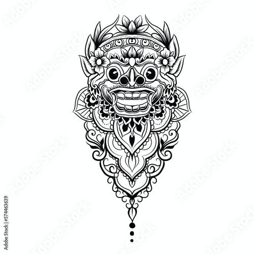 Black and white barong bali vector logo illustration