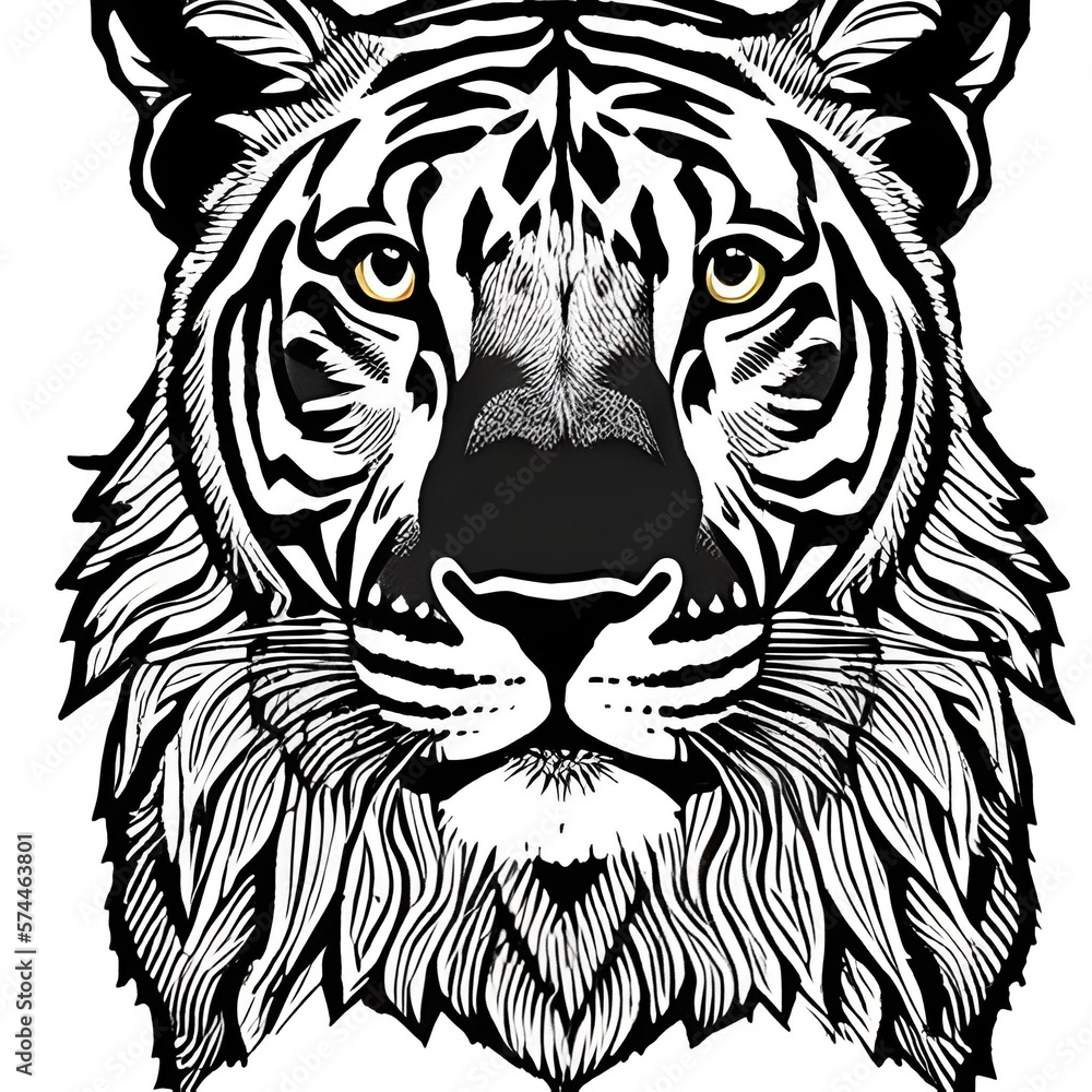 Fototapeta premium a black and white tiger face 